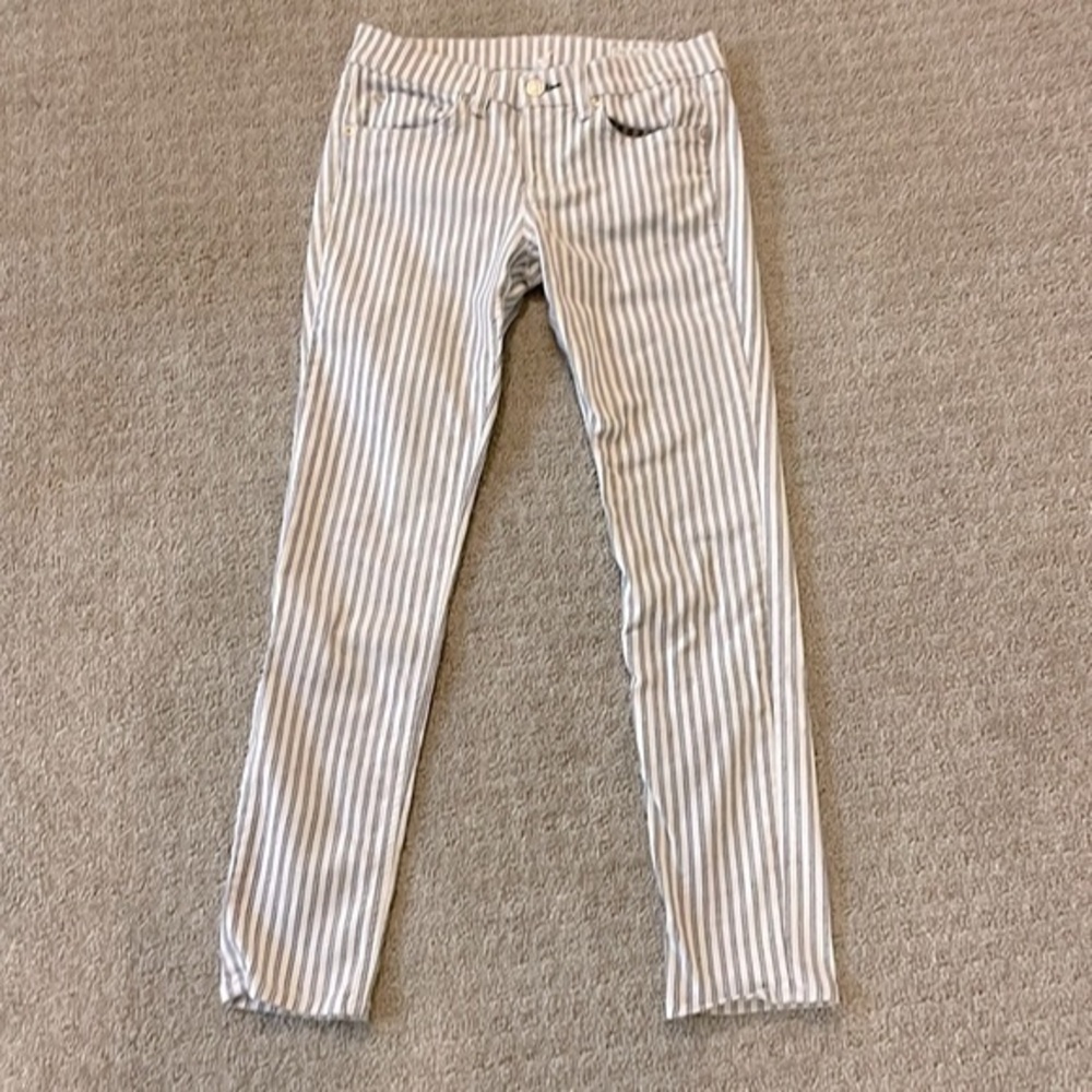 Rag & Bone White & Black Stripe Ankle Skinny Jeans
